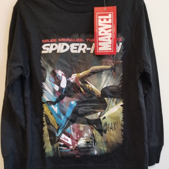 Boys Marvel Spider man long sleeve Tshirt, black with photo print. - Picture 1 of 4